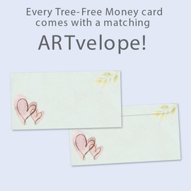 Tree-Free Greetings - Wedding Money Holder Card - Artful Designs - 1 Money Holder Greeting Card + Matching Envelope - Made in USA - 100% Recycled Paper - 3.7 x 7 - Two Hearts (ZO70246)