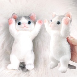 Big Hand Painted Cat Squishy Toys，Large Cute Ultra Soft Kitty Squeeze Fidget Toys for Stress Relief ,Kawaii Squishies Sticky Animal Toys for Adults Kids,Decompression Sensory Balls Toys for Autism