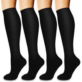 4 Pairs Compression Socks for Women and Men -Best Support for Running, Nursing, Travel, Pregnancy