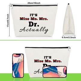 Doctor Graduation Gift for Women PhD Appreciation Gifts Thank You Makeup Bag for PhD Friend Daughter Medical School Graduation Cosmetic Bags Doctor Retirement Christmas Birthday Present Travel Pouch