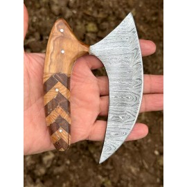 Aj Sanity Knives Handmade Damascus Steel Pizza Cutter ALASKAN ULU KNIFE With Sheath