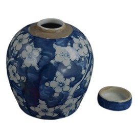 Festcool Retro Antique Like Style Blue and White Porcelain Blue Cherry Blossom Plum Flower Ceramic Covered Jar Vase, China Ming Style, Jingdezhen (LJ4)