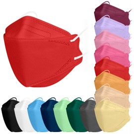 TubeRoo FFP2 fish shape mask, red, pack of 5 masks, CE certified, soft, round ear loops bands, respirator mask