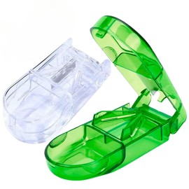 Cortador De Pastillas Vitaminas Portátil Preciso Cortado - Cortador de pastillas para pastillas pequeñas o grandes. El mejor divisor de píldoras múltiples, Se puede utilizar como una caja de pastillas (Transparente)