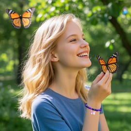 SODLYUE Butterfly Bracelet for Women - Purple Butterfly Charm Jewelry Gift for Her