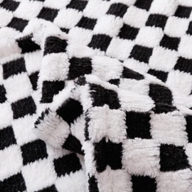 Checkered Baby Blanket Neutral Ultra Soft Baby Blanket Fuzzy Cozy Baby Blankets Warm Comfort Reversible Baby Bed Blanket for Toddlers Infant or Newborn (Black and White)