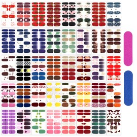 XEAOHESY 560 Pieces 40 Sheets Vibrant Color Full Nail Wraps Nail Polish Stickers Self-Adhesive Nail Art Decals Nail Polish Strips with Nail File for Women Girls DIY Nail Art Decoration