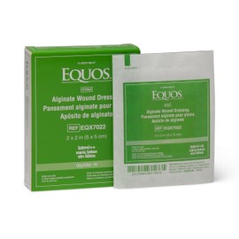 EQUOS Calcium Alginate Wound Dressing, 2"x 2", 10 Count, Highly Absorbent for Moderate to Heavy Exudate Wounds, Non-Adherent, Sterile, for Burns, Ulcers & Surgical Wounds