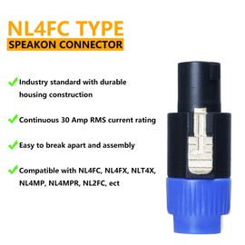 HBU 6 Sets (12 Packs) Speakon Plug Kit - 6pcs Pole SpeakON Connectors and 6pcs NL4MP Chassis Panel Mount Socket - Pro PA DJ NL4FC, NL4FX, NLT4X, NL4MPR Connector with Twist Lock