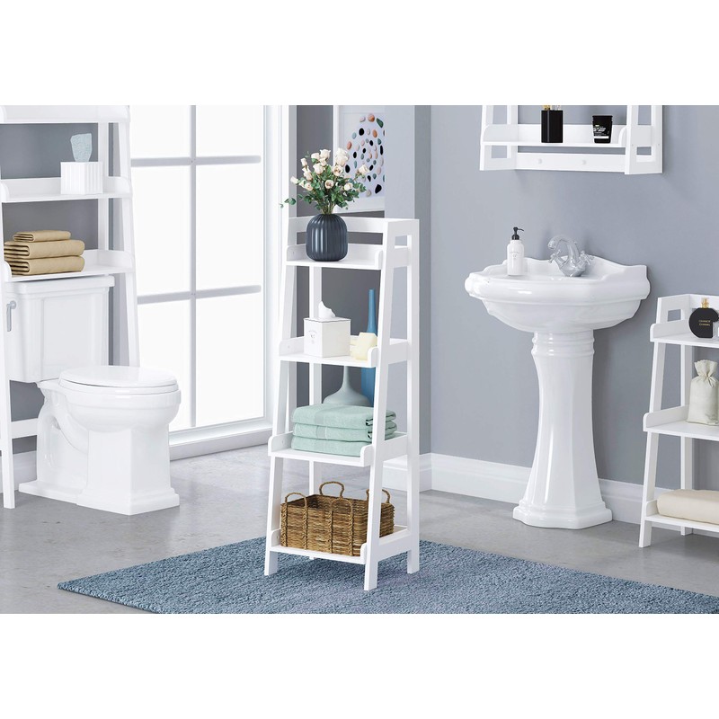 UTEX 4-Tier Ladder Shelf, Bathroom Shelf Freestanding, 4-Shelf Spacesaver Open