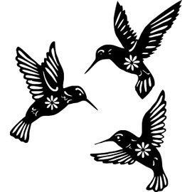 3 Pieces Hummingbird Outdoor Metal Birds Wall Art Decor For Living Room Corridor Multi-Posture Hummingbird Metal Artwork