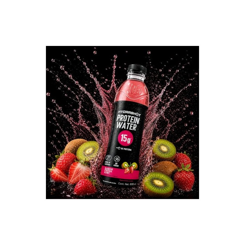 HydraShot Protein Water, Fresa Kiwi, 12 Pack