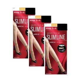Atsugi FS3500 Women's Short Stockings, Slim Line, Ankle Length, 3-Pack, Black