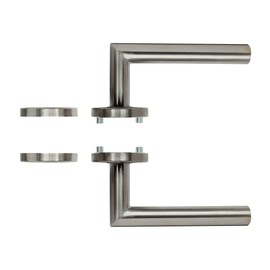 FELGNER Como Handle Set for Profile Cylinder | High-Quality Modern Door Panel Door Handles Door Handle Door Fitting Rosette for Interior Doors Room Doors Matt Nickel