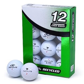 Second Chance Recycled Lake Golf Balls, Used Golf Balls - 12 Pack - Grade A for Top Flite, Golf Balls, Lake Balls, White, packed in a Green Box