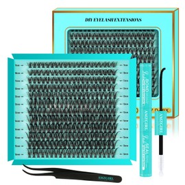 Lash Clusters Kit 240PCS 40D Eyelash Extension Kits D Curl Wispy Cluster Lashes DIY Eyelash Extensions Kit Natural Individual Eyelashes set with Lash Bond and Seal and Tweezer(40D,D-Mix9-16mmKit)