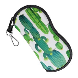 Zewurtuw Glasses Case Eyeglass Sunglasses Zipper Soft Neoprene Ultra Light Pouch Metal Belt Clip Aesthetic Women Men (E20-Cactus)
