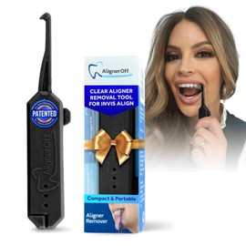 AlignerOff Clear Aligner & Retainer Remover Tool – Compact, Retractable Tool for Invisalign, Nightguards, Retainers & Veneers – Ergonomic Design for Easy Removal (NOIR) – Ideal for Gifting