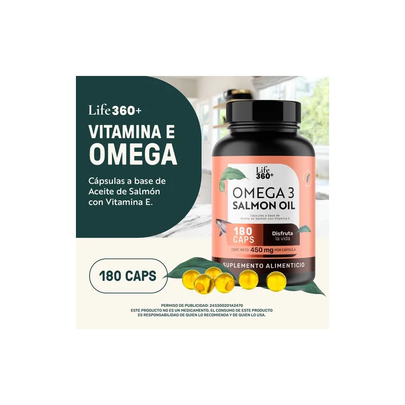 Life360+ Vitamina E Omega Pote 180 Cápsulas de Aceite de