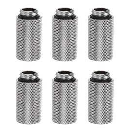 sourcing map 6pcs Water Cooling Adapter G1/4" Thread Male to Female 1.18" Column Length Mini Compression Fitting Copper Extender Fitting with O-Ring for Computer PC Water Cooled System, Silver