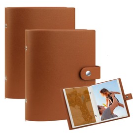 2 Pack Small Photo Album 6 x 4, Leather Cover Photo Album, Mini Photo Album Book for 10x15 cm Pockets Hold 52 4x6 Pictures, Picture Book for Photos Family Anniversaries Baby Vacations (Brown)