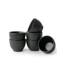 KERMANDO 1.6oz Espresso Cups Set of 6, Ceramic Demitasse Coffee Cups for Espresso, Latte, Cappuccino， Small Black Gray Cups – Stackable Mini Mugs for Cafe, Restaurant, Dishwasher & Microwave Safe