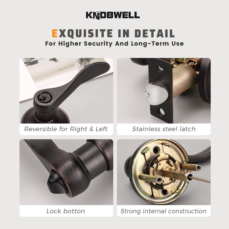 KNOBWELL 1 Pack Keyed Entry Front Door Handle Entrance Handlesets