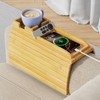 Bamboo Sofa Arm Tray 2-in-1 Couch Armrest Table with Detachable