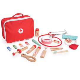 KidMigo Children's Wooden Doctor's Case, 15-Piece Doctor's Games from 3 Years: Doctor's Case, Dentist Toy, Doctor Games with Accessories, Stethoscope