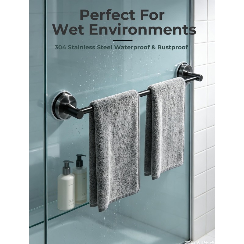 14.6 to 24 Inches No Drill Suction Cup Towel Bar