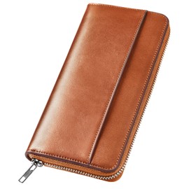 Men's Wallet, Tochigi Leather, Long Wallet, Genuine Leather, Large Capacity, YKK Zipper, Made by First-class Wallet, Cowhide Leather, Coin Purse, Compact, Simple, Solid, Unisex, Father's Day, Mother's