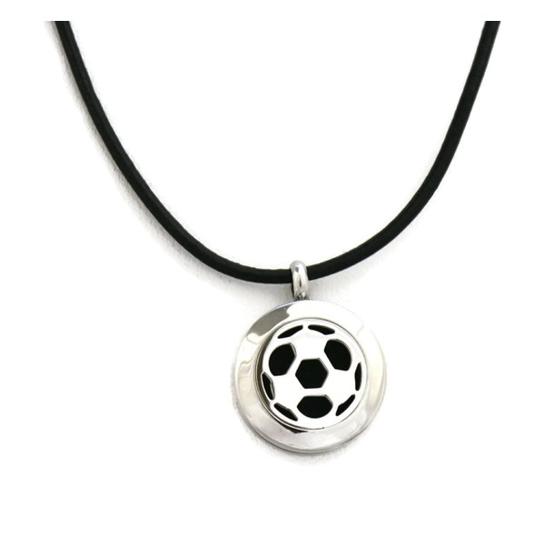 Soccer Boys/Girls Essential Oil Diffuser Necklace-Black Leather- 18-20"