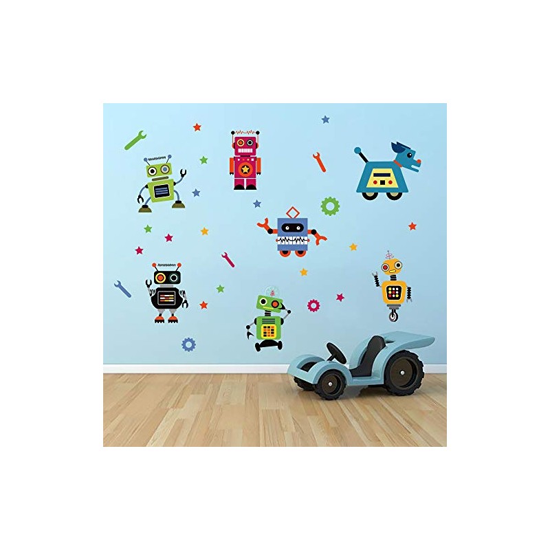 Runtoo Robots - Calcomanías de pared educativas para el aula