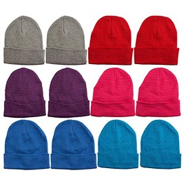 Yacht & Smith Wholesale Beanies Or Gloves, Bulk Thermal Winter Solid Hat Or Glove (12 Packs Adults Assorted Solid Beanies)