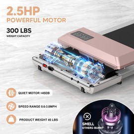 MJWW Walking Pad,Under Desk Treadmill,Treadmills for Home & Office,Mini Walking Pad Treadmill, Small Portable Walking Treadmill with Remote & Smart APP, 265 Lbs Capacity