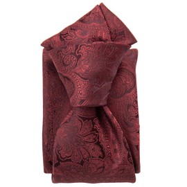 Elizabetta Men's Jacquard Italian 100% Silk Ties - Handmade Woven Neckties - Paisley Dark Red