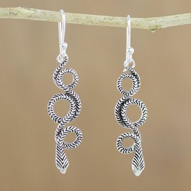NOVICA Artisan Handmade .925 Sterling Silver Dangle Earrings Snake Thailand Animal Themed 'Infinity Serpent'