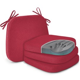 Shinnwa Dining Chair Cushions Set of 4, Memory Foam Seat Cushions for Dining Chairs, Dual-Layer Foam Kitchen Chair Pads with Ties, 4 Pack, 17" x 16" x 2", Burgundy