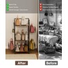 Tuohours 3-Tier Purse Organizer Rack, Iron & Wood Floor-Standing Bag