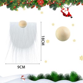 JIEOU Christmas Gnome Beard, 12 Pieces Precut Faux Fur Gnome Beard with Round Wooden Balls, Handmade DIY Crafts Dcoration Supplies (White, Black, Khaki, Grey)