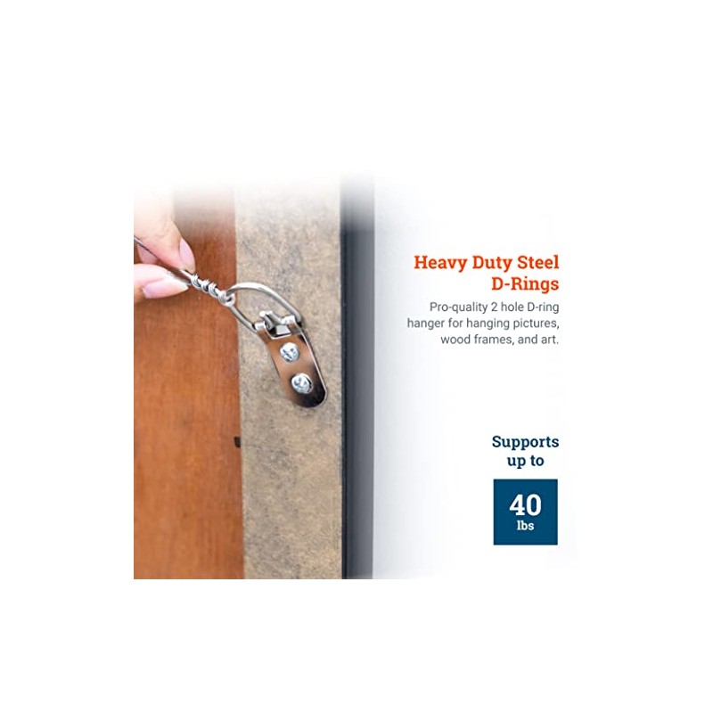 PHS Heavy Duty D Ring Picture Hangers - 50 Pack