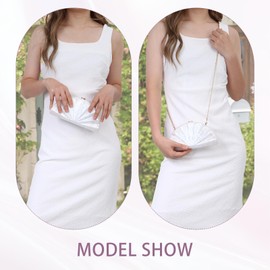 EVEOUT Acrylic Clutch Bag with Chain for Women Elegant Marble Shell Evening Bag for Wedding Party Ball Cute Handbag, White