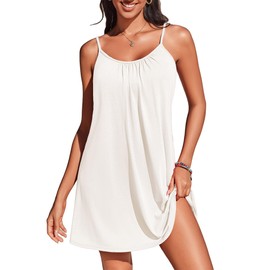 AI'MAGE Womens White Cover Up Dress Sleeveless Beachwear Coverup Swim Beach Dress Cover Up Spaghetti Strap Bathing Suit Cover Up Bright White S