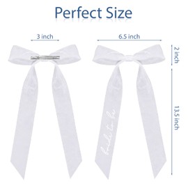 LADY&HOME Bride To Be Embroidered Hair Bow,Bridal Hair Accessory,Bachelorette Party Decorations,Bridal Shower Gift,Bridesmaid Favors(White)