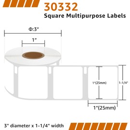 POPOBUY 6 Rolls Compatible with Dymo 30332 1'' x 1'' (750 Labels/Roll) Square Multipurpose Labels for Labelwriter 450, 450 Turbo, 4XL, Rollo & Zebra Desktop Printers and More [Not for Dymo 550, 5XL]