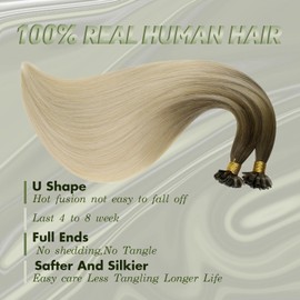 RUNATURE Bondings Real Hair Extensions Balayage Blonde 35 cm 50 Strands Ombre Invisible Keratin Hair Extensions 50 g #BA8/60