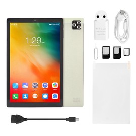 10.1 Inch Tablet 8GB RAM 128GB ROM Octa Core Dual Camera 4G LTE 3 Card Slots 7000mAh Office Tablet with Film 100‑240V Green EU Plug