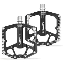 MZYRH Road Bike/Mountain Bike Pedals, 9/16 Inch Aluminium Alloy Bicycle Pedals, 3 Bearings MTB Pedals for Road Mountain BMX MTB Bicycle (Black)