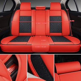 GXT Bench Seat Cover, Premium Faux Leather Bench Seat Covers for Trucks - Universal Fit for Most Sedans SUV Pick-up Truck, Durable for Long Lasting Protection(Bright Red and Black)