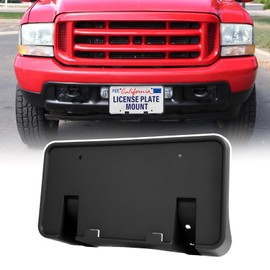 GRUOIZ Front License Plate Holder Compatible with 1999-2004 Ford F-250 F-350 F-450 F-550 Super Duty, 2000-2004 Ford Excursion ABS License Plate Mounting Bracket Replacement Frame with Screws